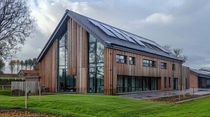 Fototapeta premium Modern wooden structure with large windows