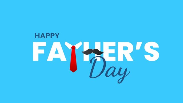Happy Father's Day Celebration Animated Greeting Background with Tie and Mustache