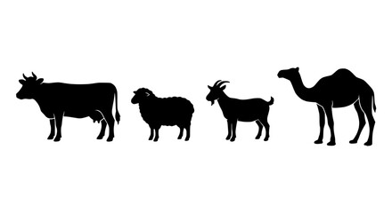 Obraz premium Livestock Silhouette Vector for Eid al-Adha