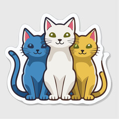 Obraz premium Three cartoon cats sitting together