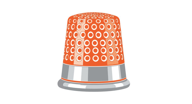 Orange sewing thimble with silver base isolated on white background
