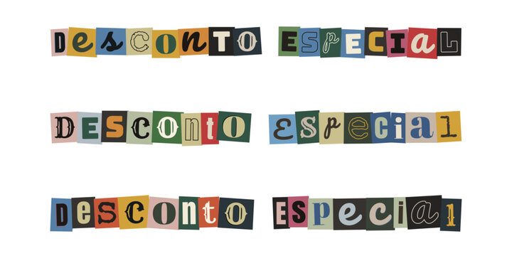 Frase desconto especial em estilo de carta de resgate anonima para marketing de varejo