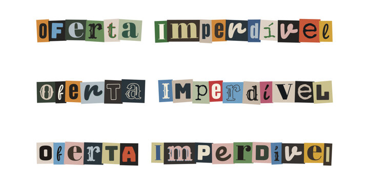 Oferta imperdivel em estilo de carta de resgate anonima para marketing criativo