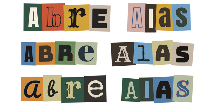 Letras recortadas estilo colagem de revista com a frase Abre Alas para carnaval