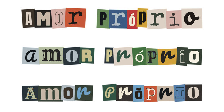 Frase amor proprio em estilo colagem de revista para saude mental e autoestima