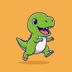 Cute green baby TRex dinosaur running happily. © Arviz