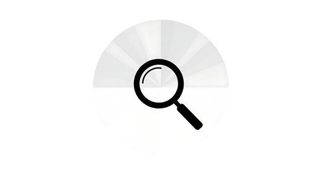 Magnifying glass over semi-circle chart