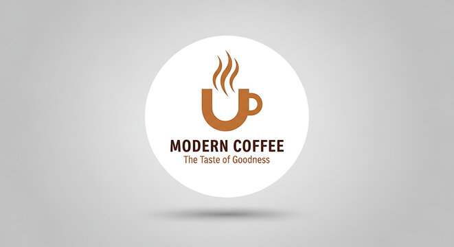 Modern coffee logo with stylized u shaped cup