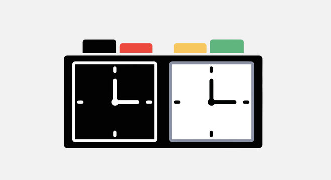 Chess Clock Countdown Timer, Black and White Opposing Time