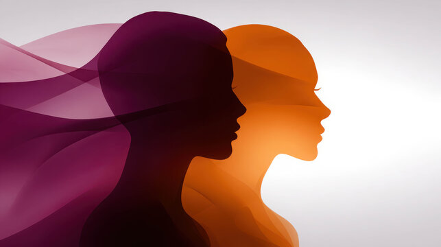 Silhouettes of two profiles side by side against a gradient background, suggestive of contemplation and connection