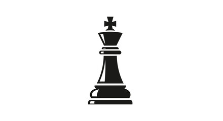 Fototapeta premium Black Chess King Silhouette Icon Isolated on White Background - Strategy and Leadership Concept