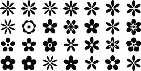 Fototapeta premium Flower Icon Set Editable Outline Vector Pictograms for Mobile Apps and Web Design