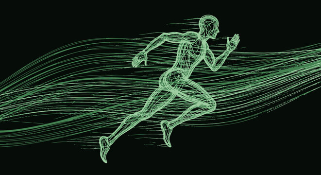 Man Running Fast in Motion Blur.