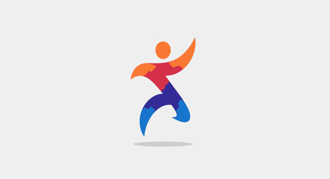 Colorful abstract human figure jumping.