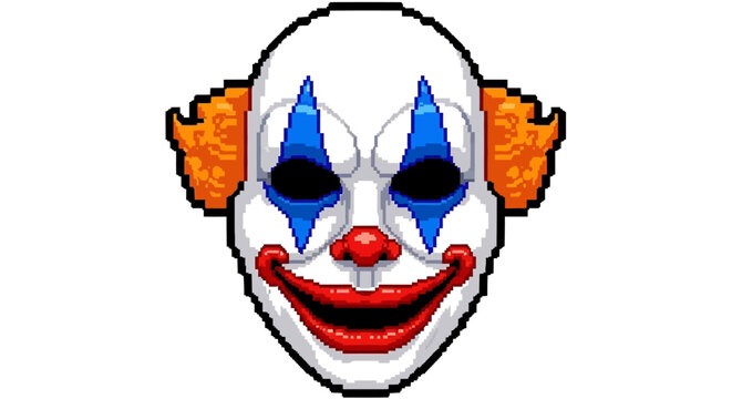 Creepy Clown Mask with White Face and Red Smile.