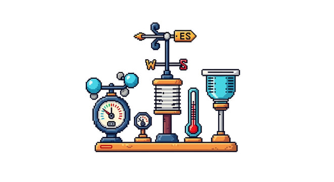 Collection of Weather Instruments for Meteorology and Forecasting.