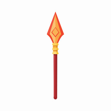 Stylized Spear with Red Shaft and Golden Head