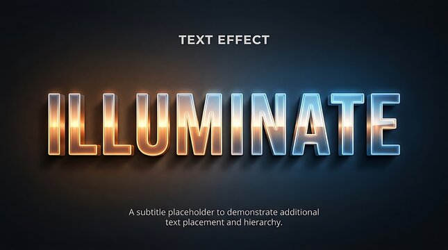 3D illuminate text effect with orange and blue glow