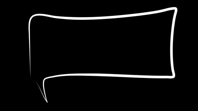 A simple white speech bubble outline is isolated against a clean and solid dark black background