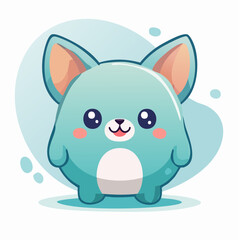 Fototapeta premium Cute Kawaii Blue Creature with Big Eyes