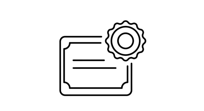 Abstract certificate document with a gear icon representing settings and customization.