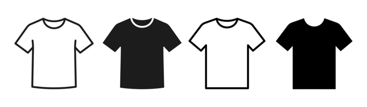 Versatile collection of blank t-shirt vector icons for apparel design templates and branding needs