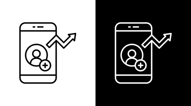 Follower Growth Outline White Icon Set Design