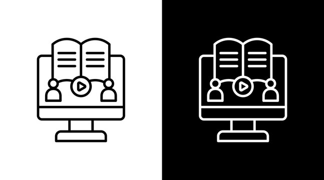 Online Course Outline White Icon Set Design