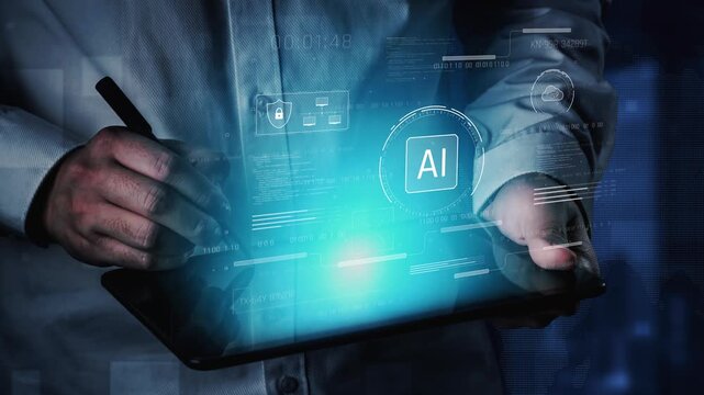 AI interface showing how artificial intelligence powers systems. AI Artificial intelligence transforms data, enables automation, and AI artificial intelligence drives innovation. Marrow