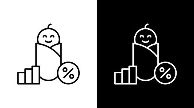 Birth Rate Outline White Icon Set Design