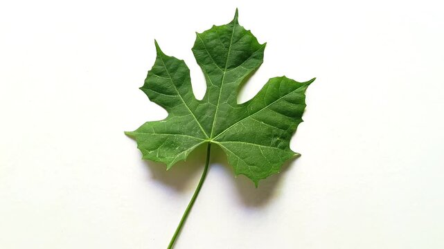 Fresh chaya leaf cnidoscolus aconitifolius tree spinach on white background