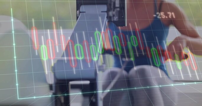 Operating scientist adjusting scope at bench, wearing lab coat and blue gloves, showing candlestick