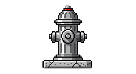 Fototapeta premium Pixel Art Fire Hydrant Icon Isolated White Background.