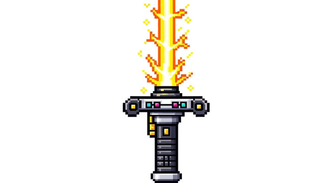 Pixel Art Futuristic Energy Sword Weapon Illustration.