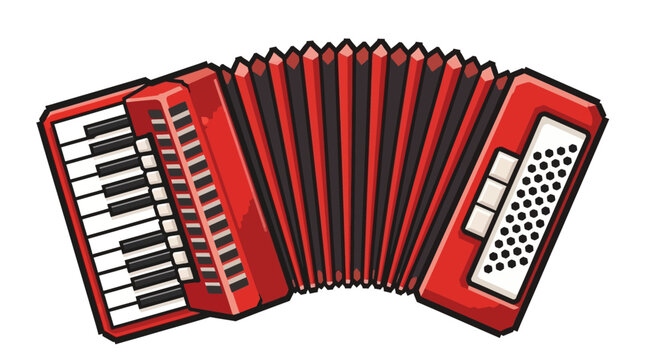 Red Accordion Musical Instrument Illustration.