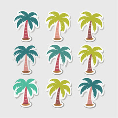 Obraz premium Collection of stylized palm tree illustrations