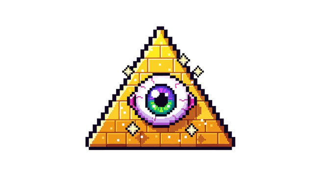 Pixelated All Seeing Eye Triangle Symbol.