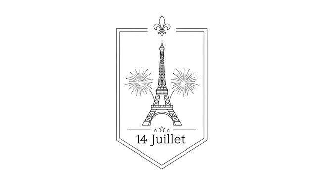 Eiffel Tower 14 Juillet Firework Emblem - Paris France National Day Celebration