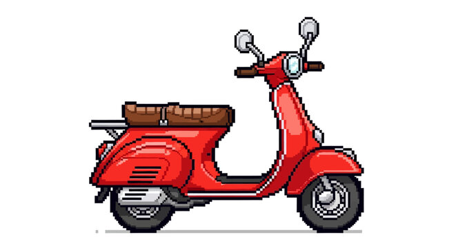 Retro Red Scooter Pixel Art Style.
