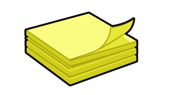 Stack of bright yellow sticky notes with one peeling up.
