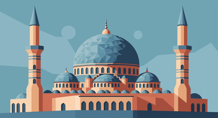 Large Mosque with Domes and Minarets. © siti sariyati