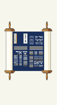 Jewish Torah Scroll Religious Text.