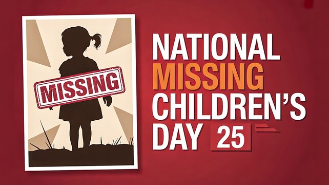 National missing children's day awareness concept with missing child poster illustration background