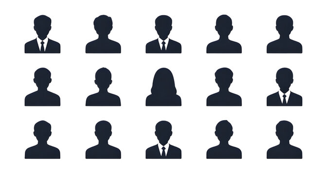 default user avatar set, anonymous profile icons, social media user placeholders, generic person silhouette, account profile illustration, login user icon, minimal avatar collection, blank profile pic
