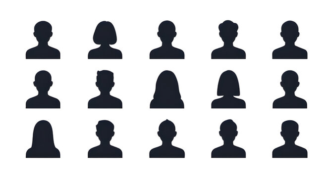 default user avatar set, anonymous profile icons, social media user placeholders, generic person silhouette, account profile illustration, login user icon, minimal avatar collection, blank profile pic
