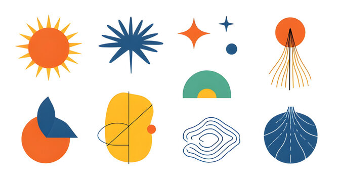 abstract geometric elements, memphis design shapes, brutalism style graphics, geometric pattern set, colorful abstract shapes, modern design elements, trendy graphic assets, vector shapes collection, 