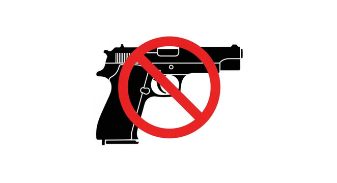 Gun prohibition symbol with a pistol silhouette.