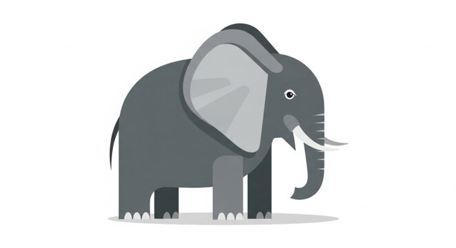 Cute cartoon elephant illustration with big ears and tusks.