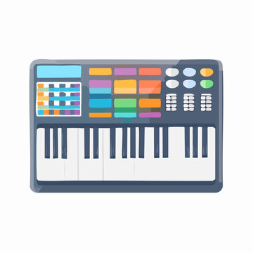 Modern Synthesizer Keyboard with Colorful Buttons