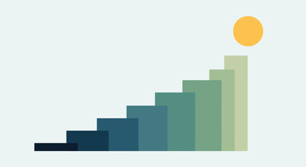 Fototapeta premium Colorful bar graph with ascending steps.